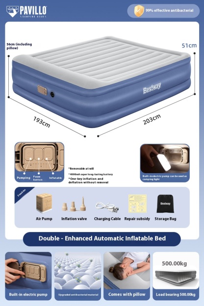 Outdoor camping inflatable fully automatic double and single portable sleeping mat