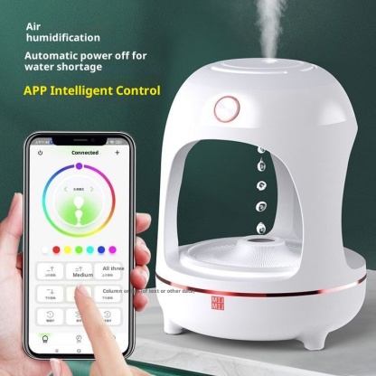 Digital clock anti gravity humidifier, water droplet backflow silent aromatherapy smoke machine