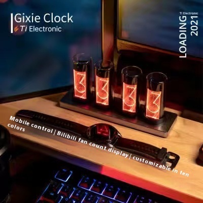 Gixie RGB Glow Tube Clock Steampunk Creative Alarm Clock Computer Peripherals