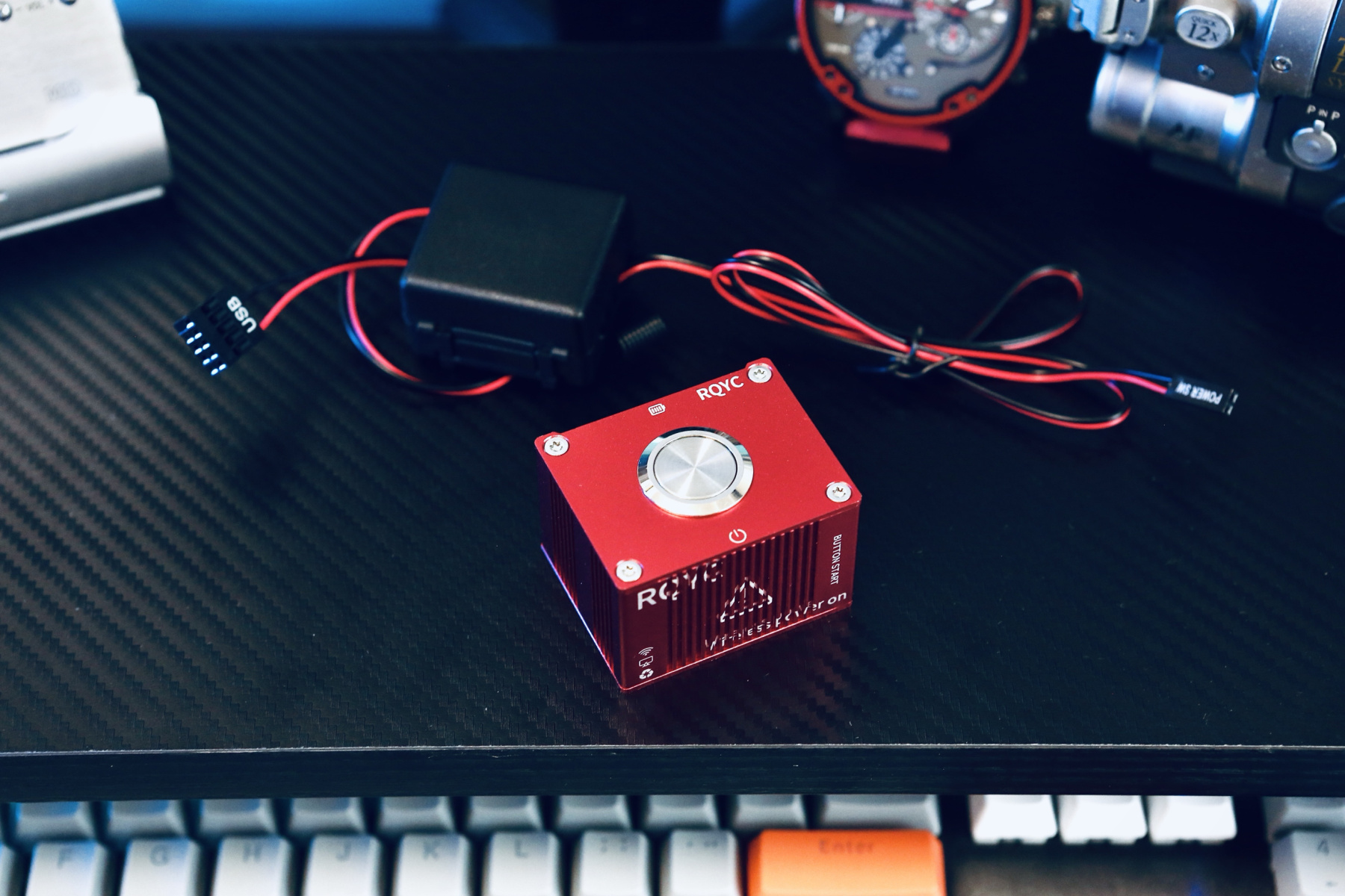 Table setup, USB blockchain docking station, hub extender, computer atmosphere light