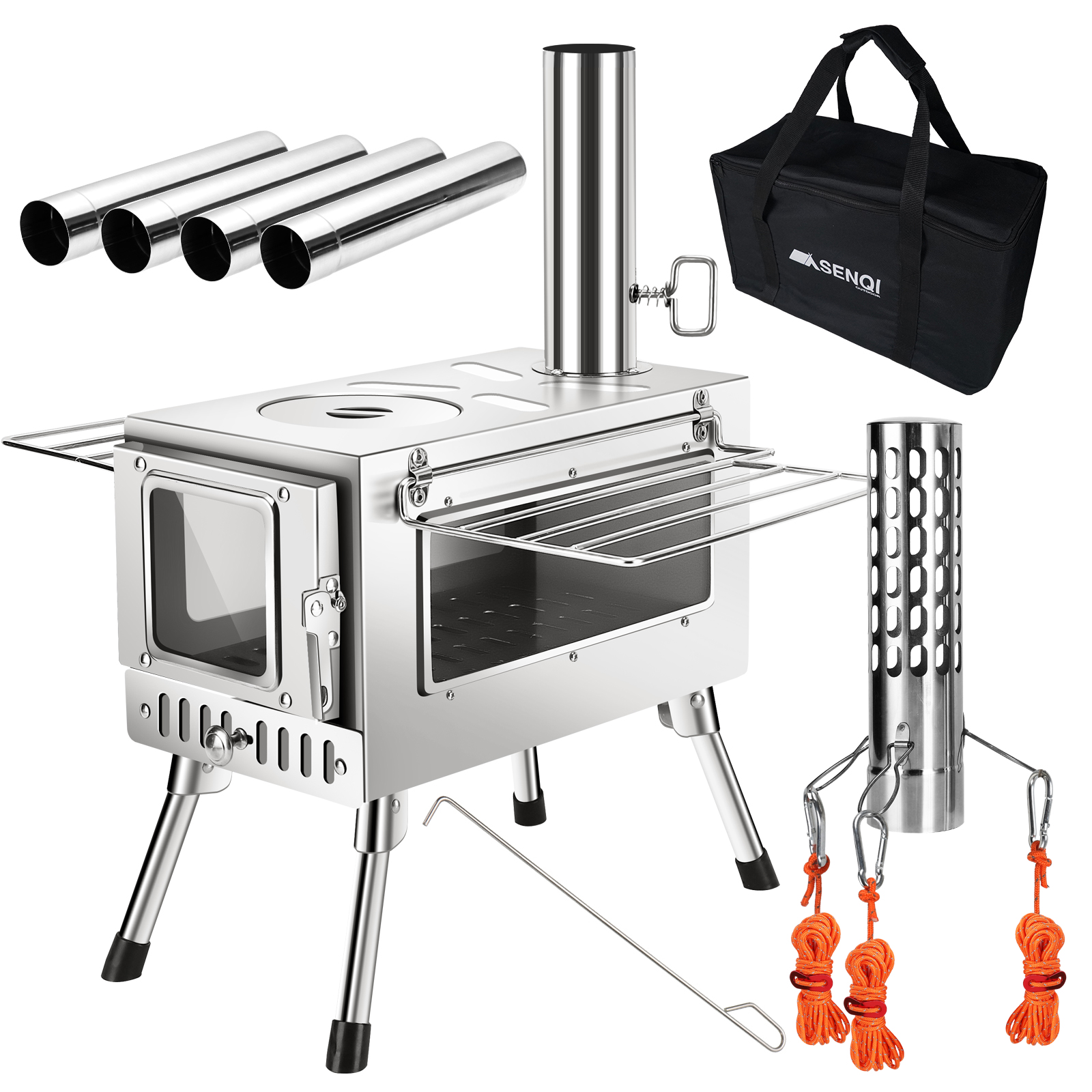 Outdoor camping multifunctional, foldable and portable, stainless steel firewood stove