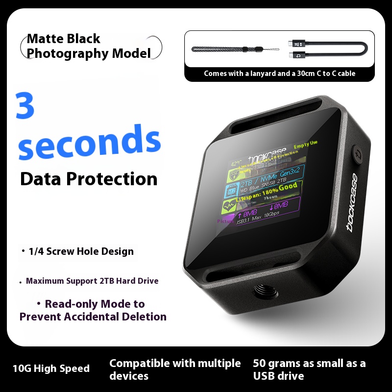 Solid state drive box, external portable hard drive, portable, suitable for computers, tablets, and mobile phones