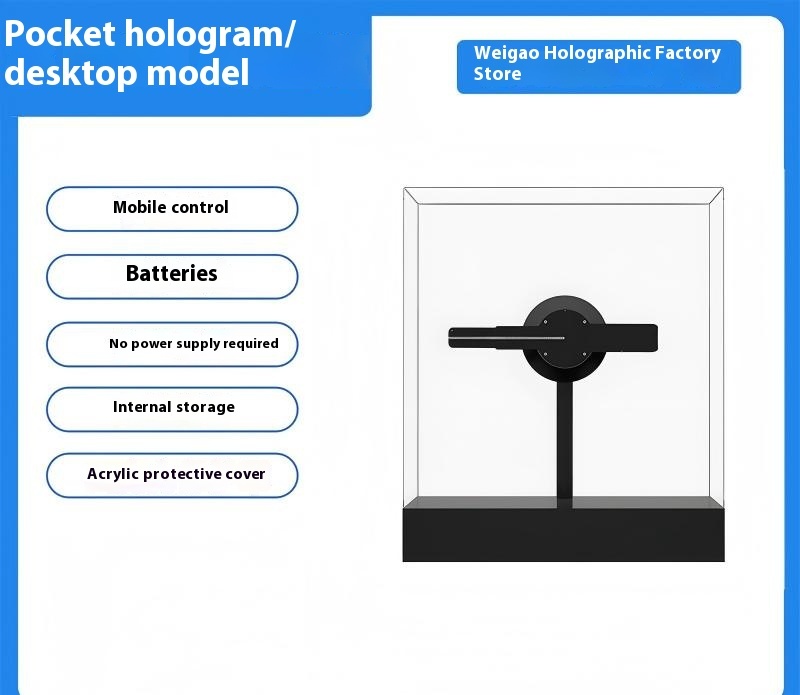 Naked eye 3D holographic projection desktop mini small-sized suspended stereoscopic advertising machine
