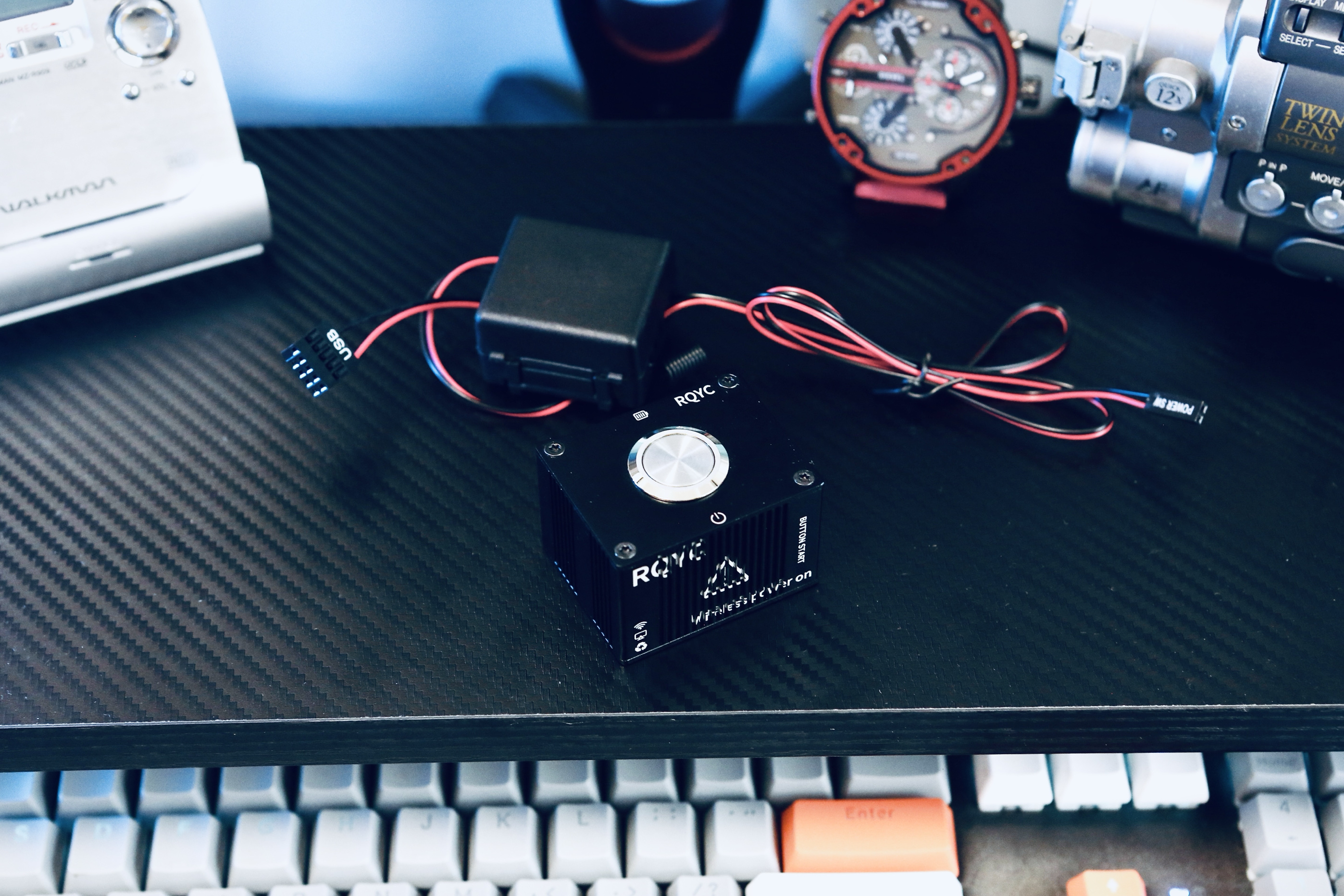 Table setup, USB blockchain docking station, hub extender, computer atmosphere light