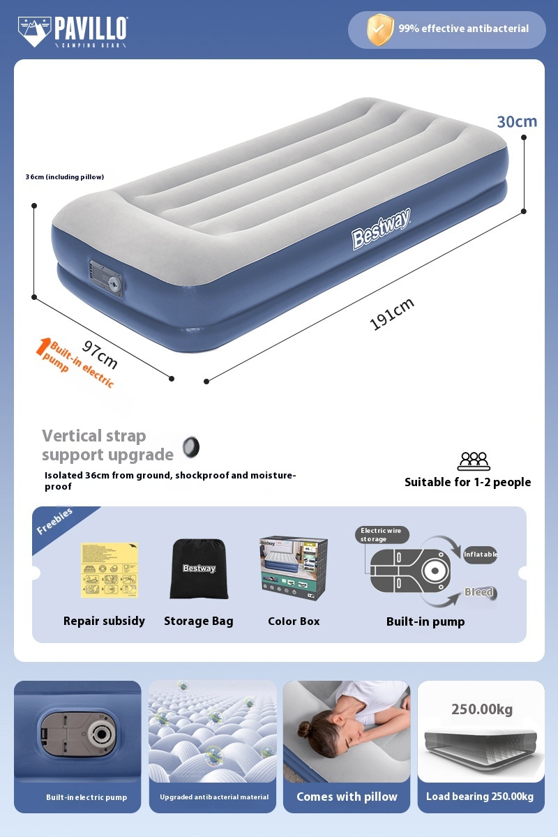 Outdoor camping inflatable fully automatic double and single portable sleeping mat