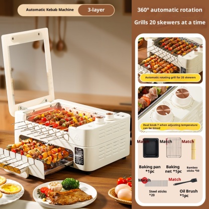 Fully automatic rotary frying and baking machine, household smoke-free electric oven