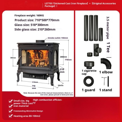 Firewood independent cast iron fireplace