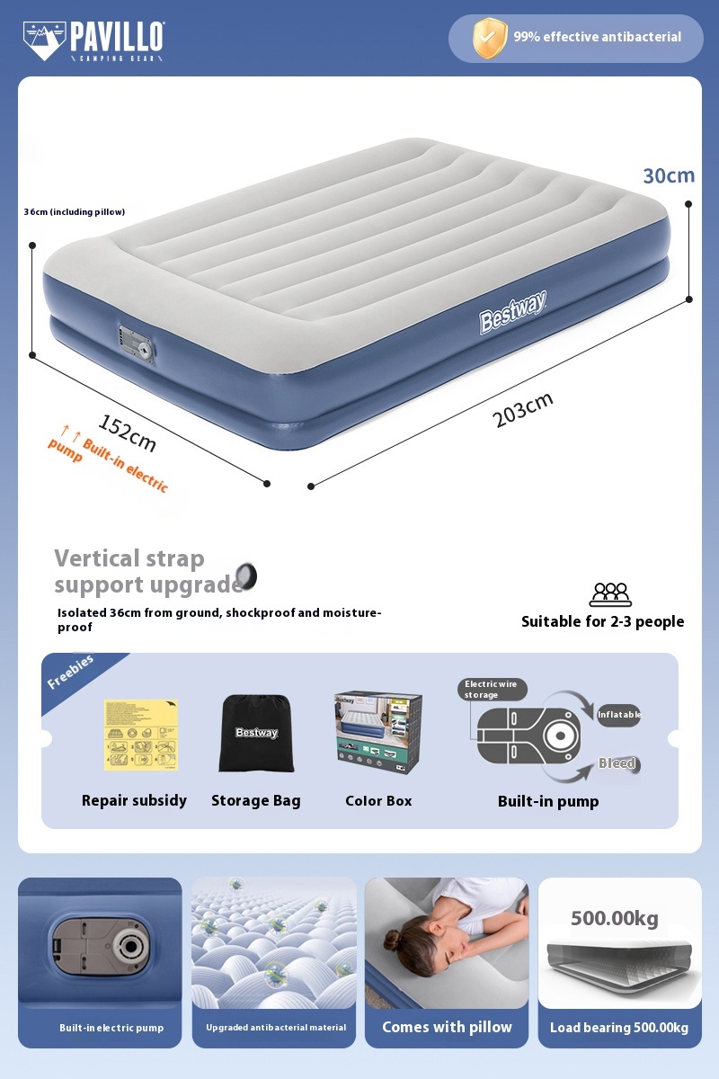 Outdoor camping inflatable fully automatic double and single portable sleeping mat