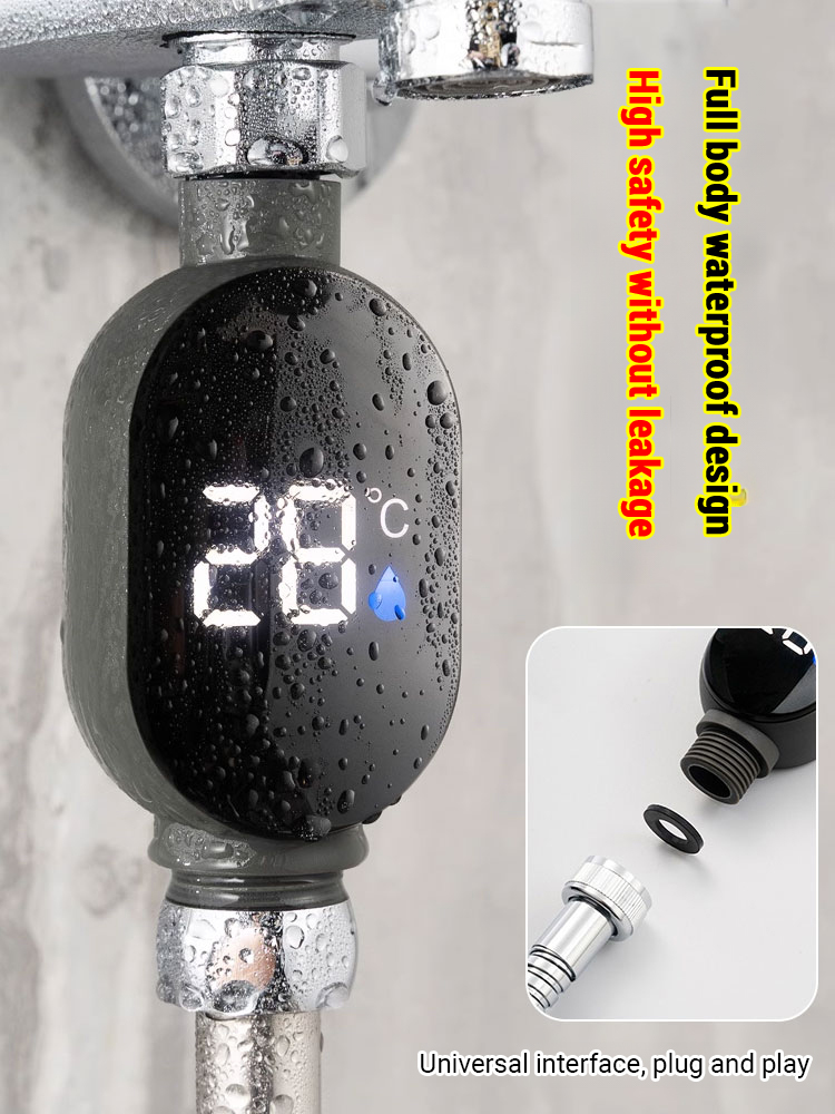 【0 electricity bill】Shower head LED temperature display.Hot water in 3 seconds, zero gas costs. One charge lasts for 12 months