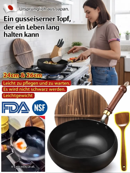 👍50% Rabatt!Japanische Gusseisenpfanne.Zu den ersten 100 gratis Pfannenwender!