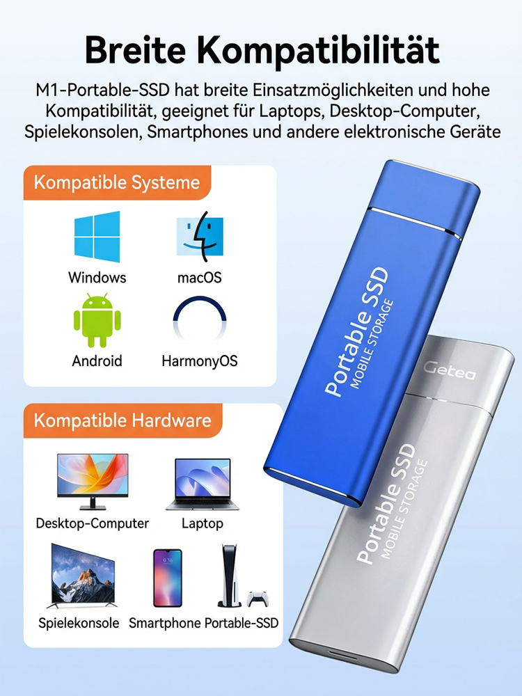 🔥🔥Hochgeschwindigkeits-SSD-Ultradünne tragbare Festplatte