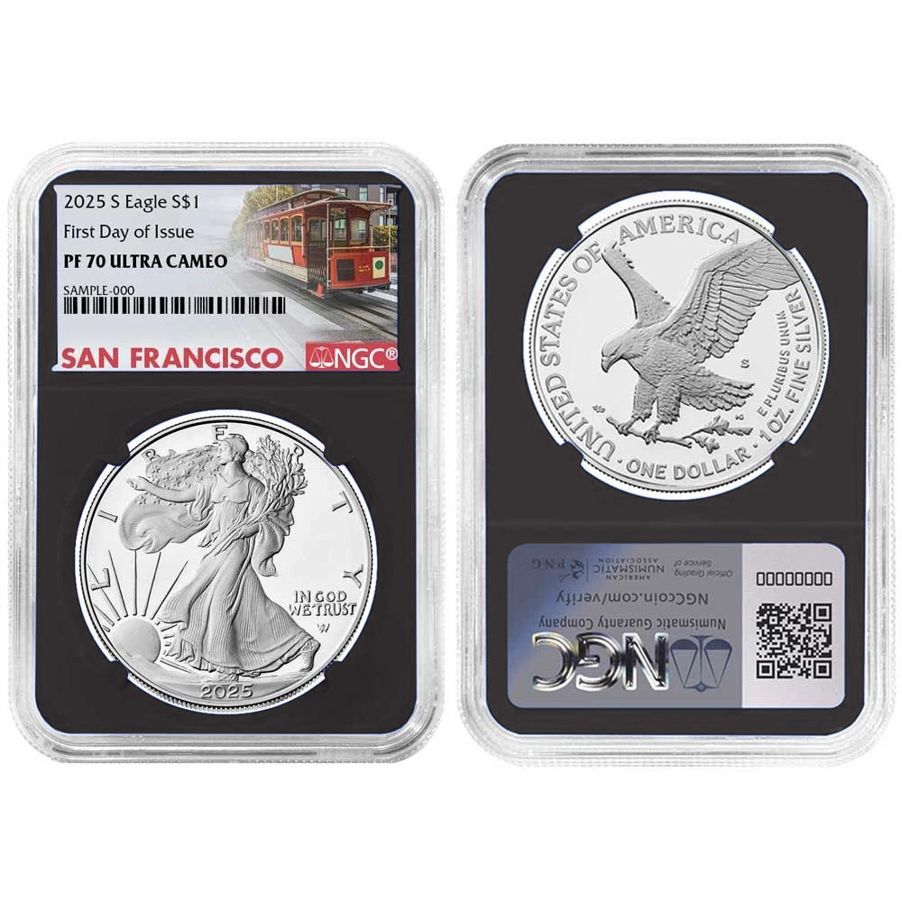 2025-S Proof $1 American Silver Eagle 3pc Set NGC PF70UC FDI Trolley
