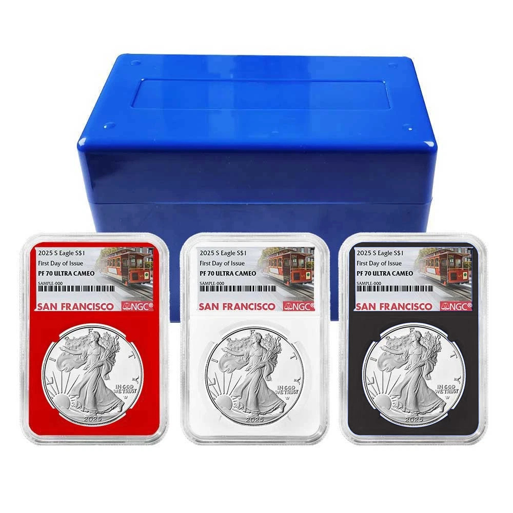 2025-S Proof $1 American Silver Eagle 3pc Set NGC PF70UC FDI Trolley
