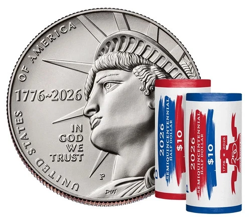 2026 Enduring Liberty Semiquincentennial Half Dollar Two-Roll Set P & D Presale - Picture 4 of 4