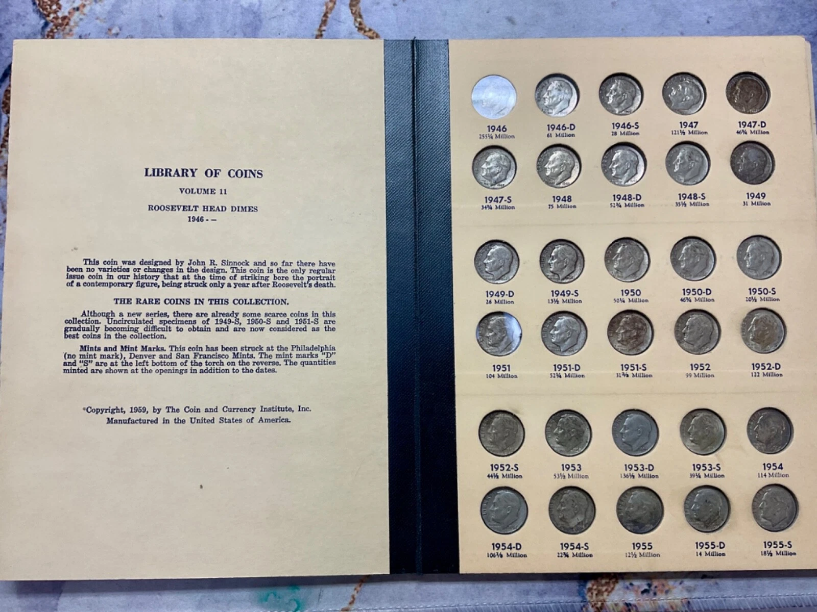 1946-1955 Roosevelt Silver Dollar Set