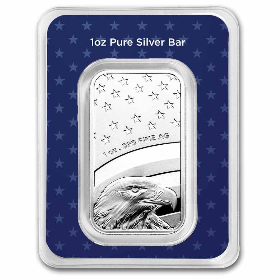 1 oz Silver Bar - American Flag Design in Stars & Stripes TEP