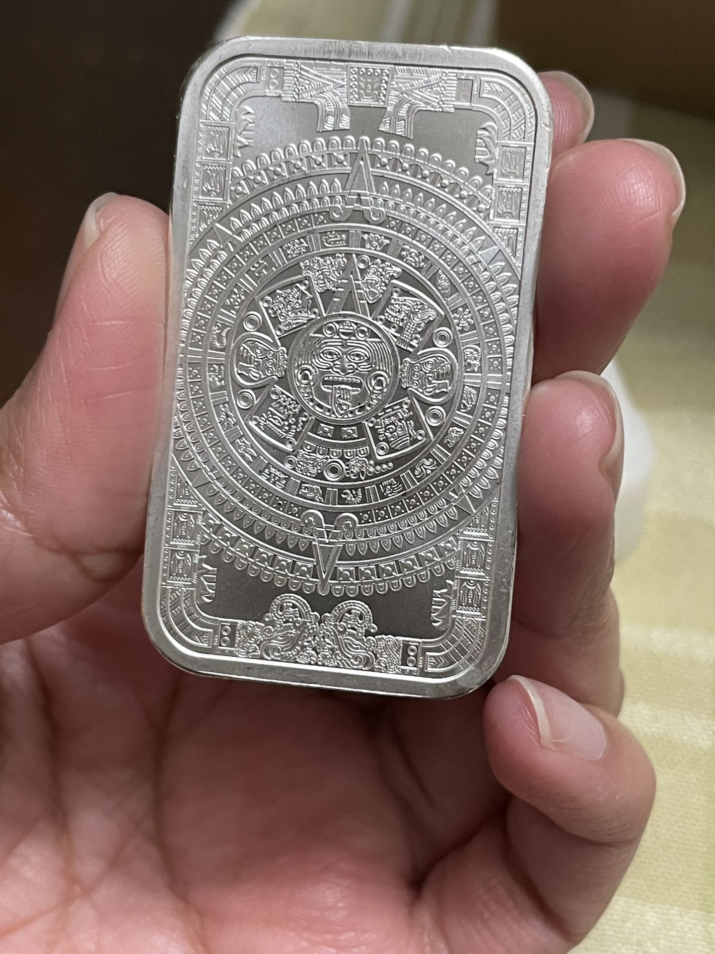1 oz .999 Fine Silver Aztec Calendar Silver Bar