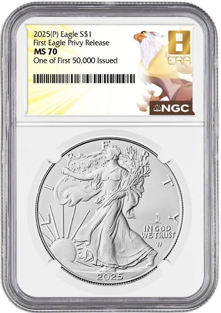 2025 American Silver Eagle NGC MS70 - Eagle Privy - First 50K Issued