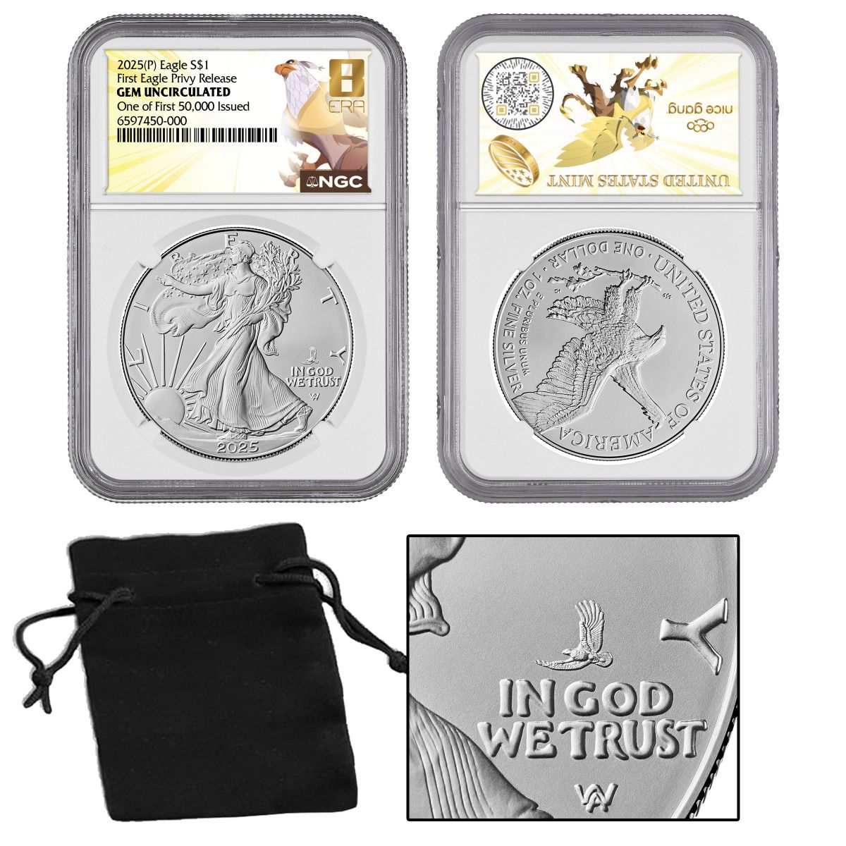 2025 American Silver Eagle NGC MS70 - Eagle Privy - First 50K Issued