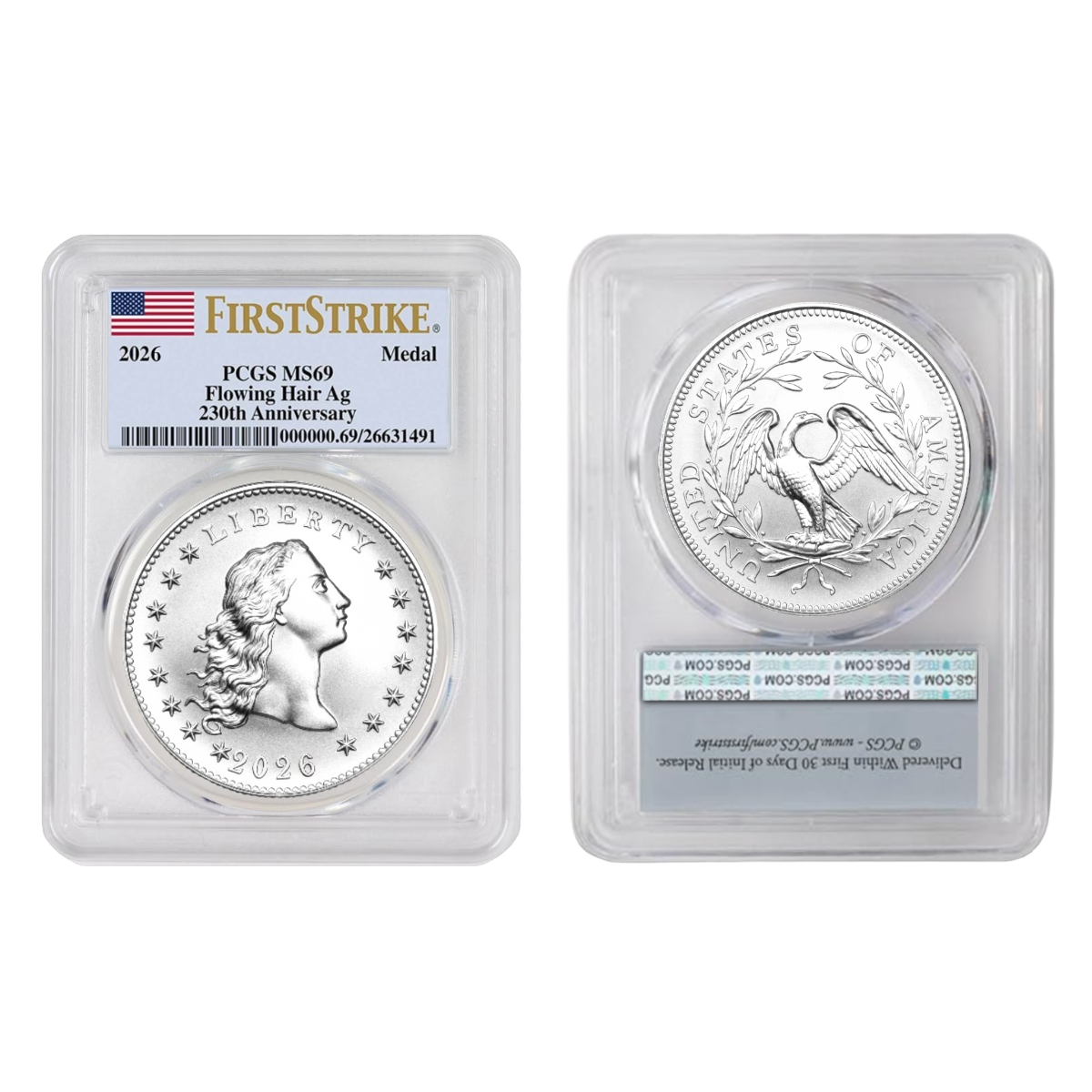 2026 & 2025 1 Oz Liberty Flowing Hair Dollar Silver FS 230th Anniversary