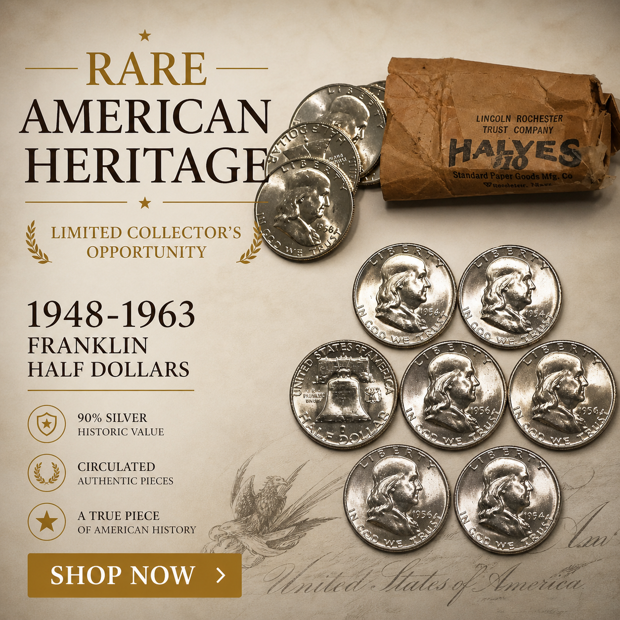 1948-1963 Franklin Half Dollars CHOICE-GEM