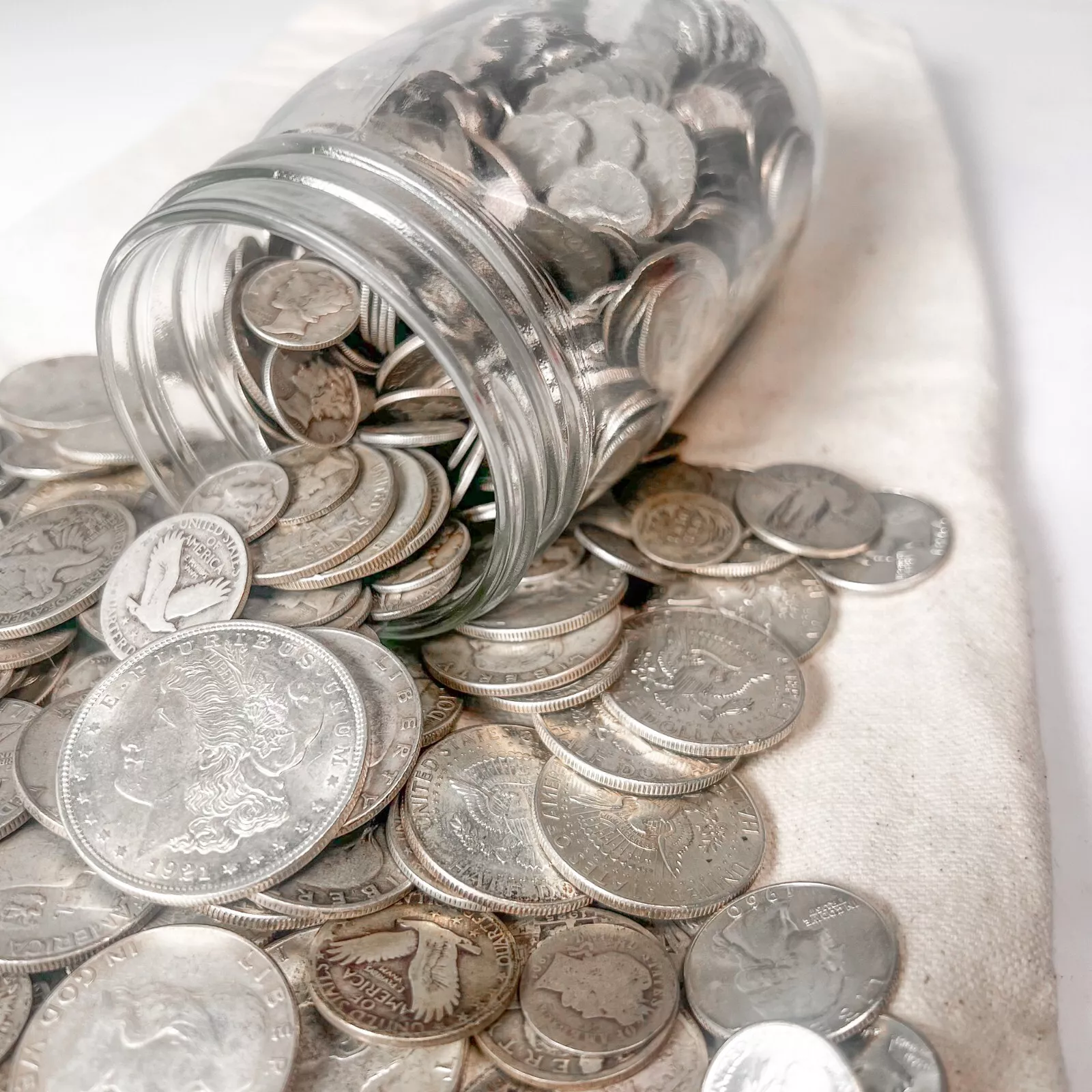 Mason Jar Silver Coin Mixed Lot | ESTATE SALE LIQUIDATION | US Silver Coins