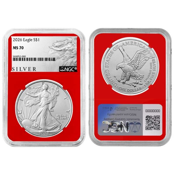 2026 $1 American Silver Eagle 3pc Set NGC MS70 ALS Label Red White Black