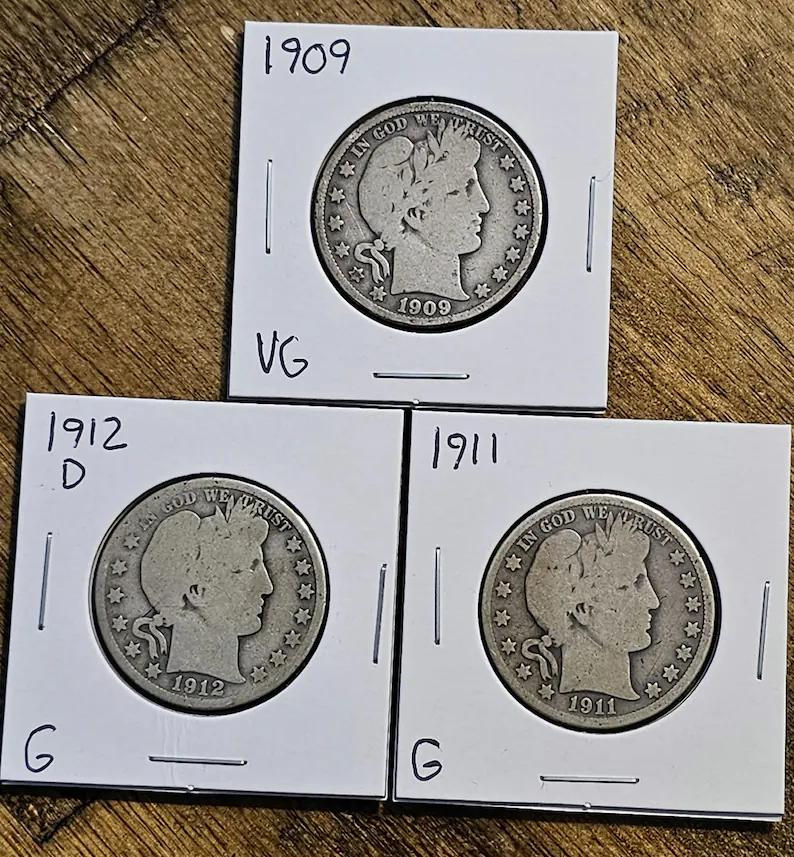 1906-1915 (10Pcs) Barbour Half Dollar Set Proof 90% Silver *NICE RUN*