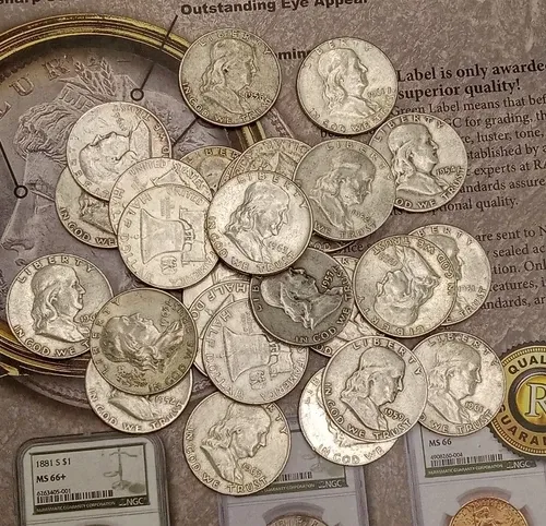 1948-1963 Franklin Silver Half Dollars Roll 16-Piece Set