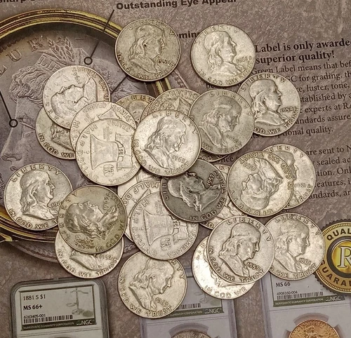 Silver coins Random Dates & Mint Marks 18 Franklin Half Dollar's TP-7083 - Picture 5 of 10