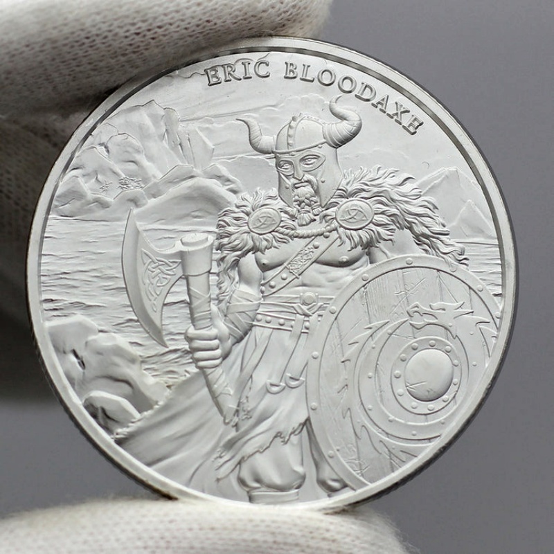Lot of 10 – 1 Troy oz Eric Bloodaxe Design .999 Fine Silver Rounds