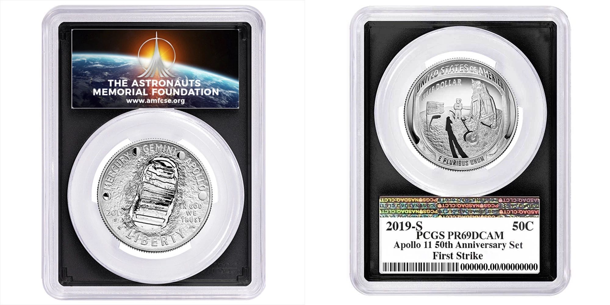 2019-S Proof 50c Apollo 11 50th Ann. Half Dollar PCGS PR69DCAM FS AMF Label Black Frame