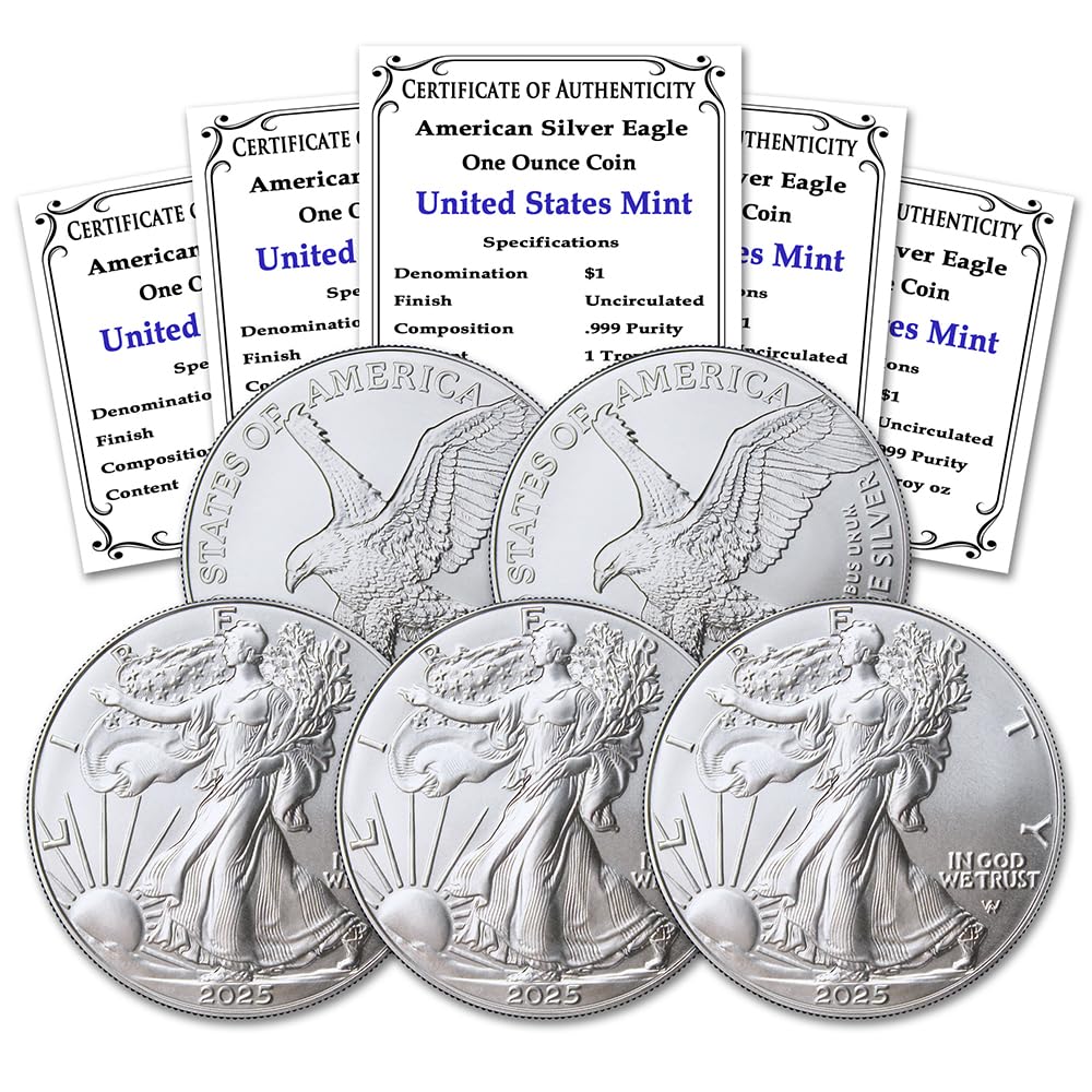 2005-2025 - Lot of (20) 1 oz American Silver Eagle Coins Brilliant Uncirculated