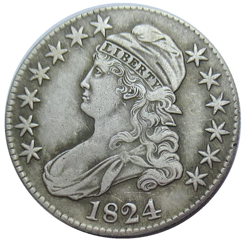 1824 Capped Bust Half Dollar, Choice Fine Early Silver 50c - Picture 1 of 2
