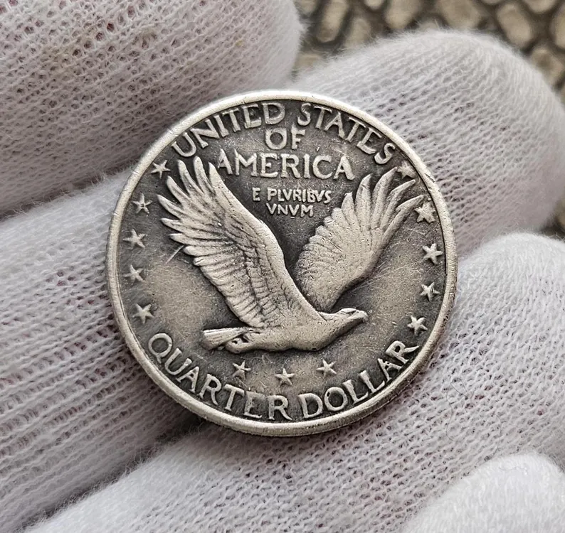 1916–1930 (15Pcs) Standing Liberty Silver Quarters VG-F Very Good-Fine Esta. Lot 90% Silver