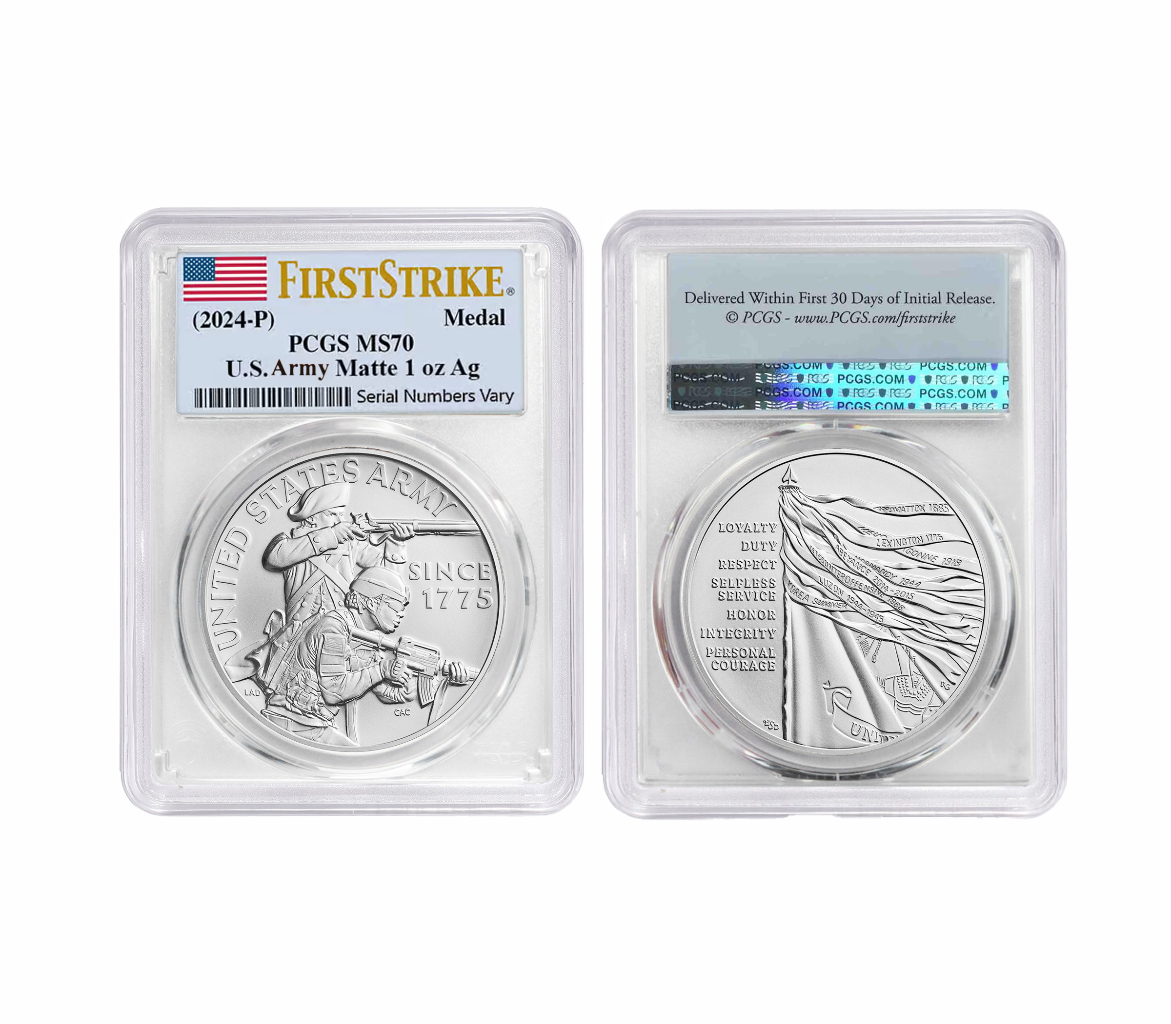 Military Armed Forces One-Ounce Silver Medal Sets PCGS MS70 First Strikes