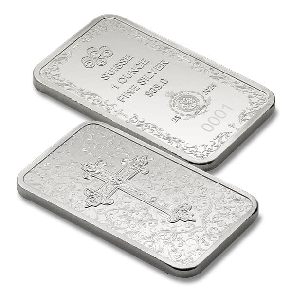 PAMP 1 Troy Oz Christian Cross Silver Bar