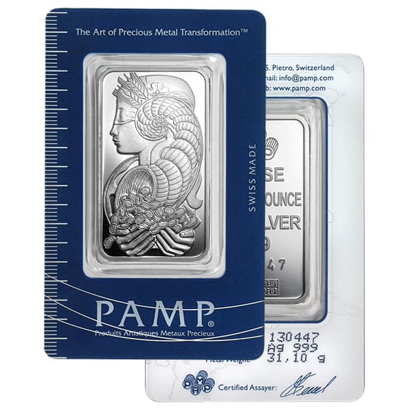 PAMP Suisse Lady Fortuna 1 Ounce Silver Bar