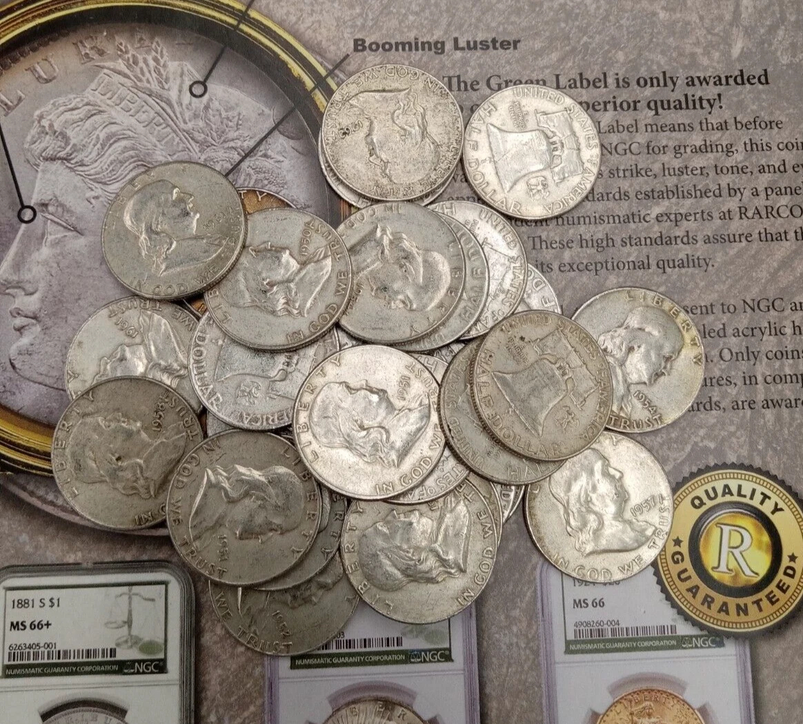 (16Pcs)1948-1963 Franklin Silver Half Dollar Set AU