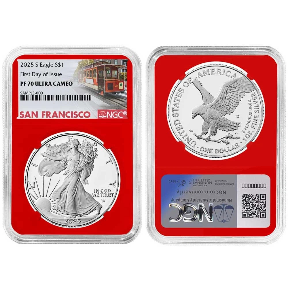 2025-S Proof $1 American Silver Eagle 3pc Set NGC PF70UC FDI Trolley