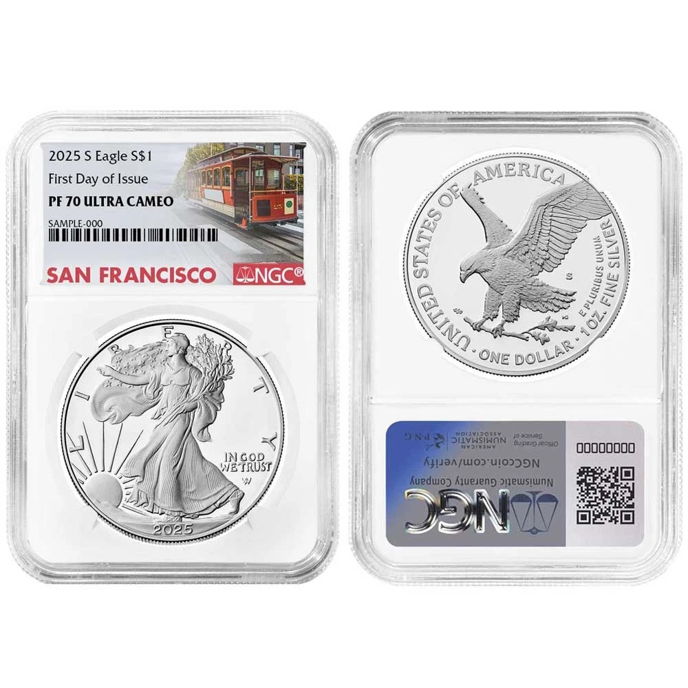 2025-S Proof $1 American Silver Eagle 3pc Set NGC PF70UC FDI Trolley