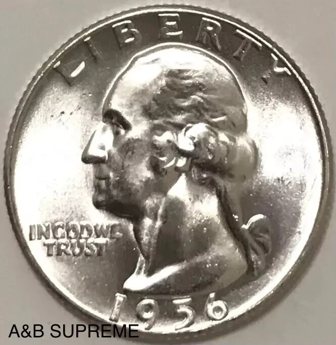 1932-1964 (10Pcs) Washington Quarters From OBW Roll Estate CHOICE-GEM Bu Unc 90% Silver