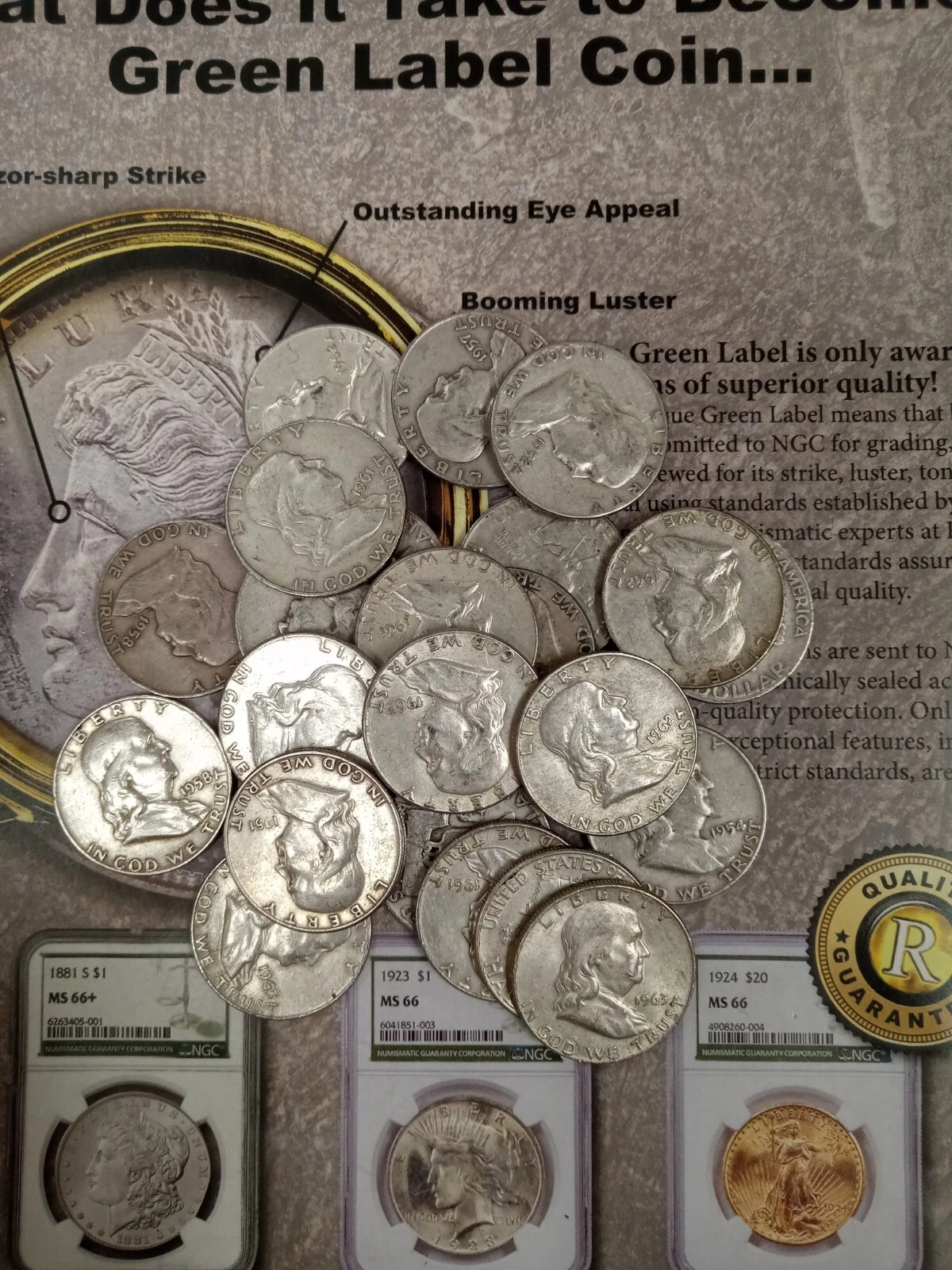 (16Pcs)1948-1963 Franklin Silver Half Dollar Set AU