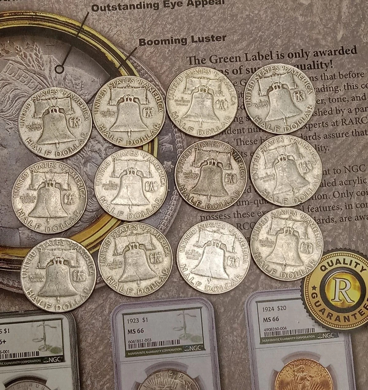 (16Pcs)1948-1963 Franklin Silver Half Dollar Set AU