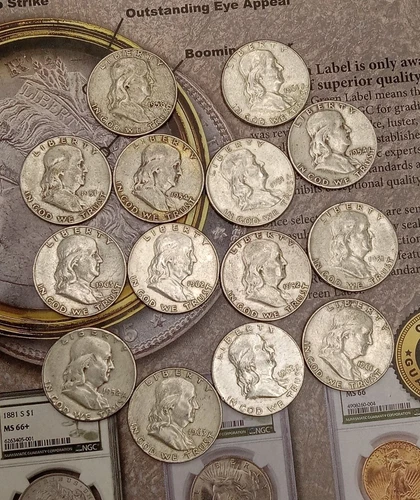 Silver coins Random Dates & Mint Marks 18 Franklin Half Dollar's TP-7083 - Picture 6 of 10