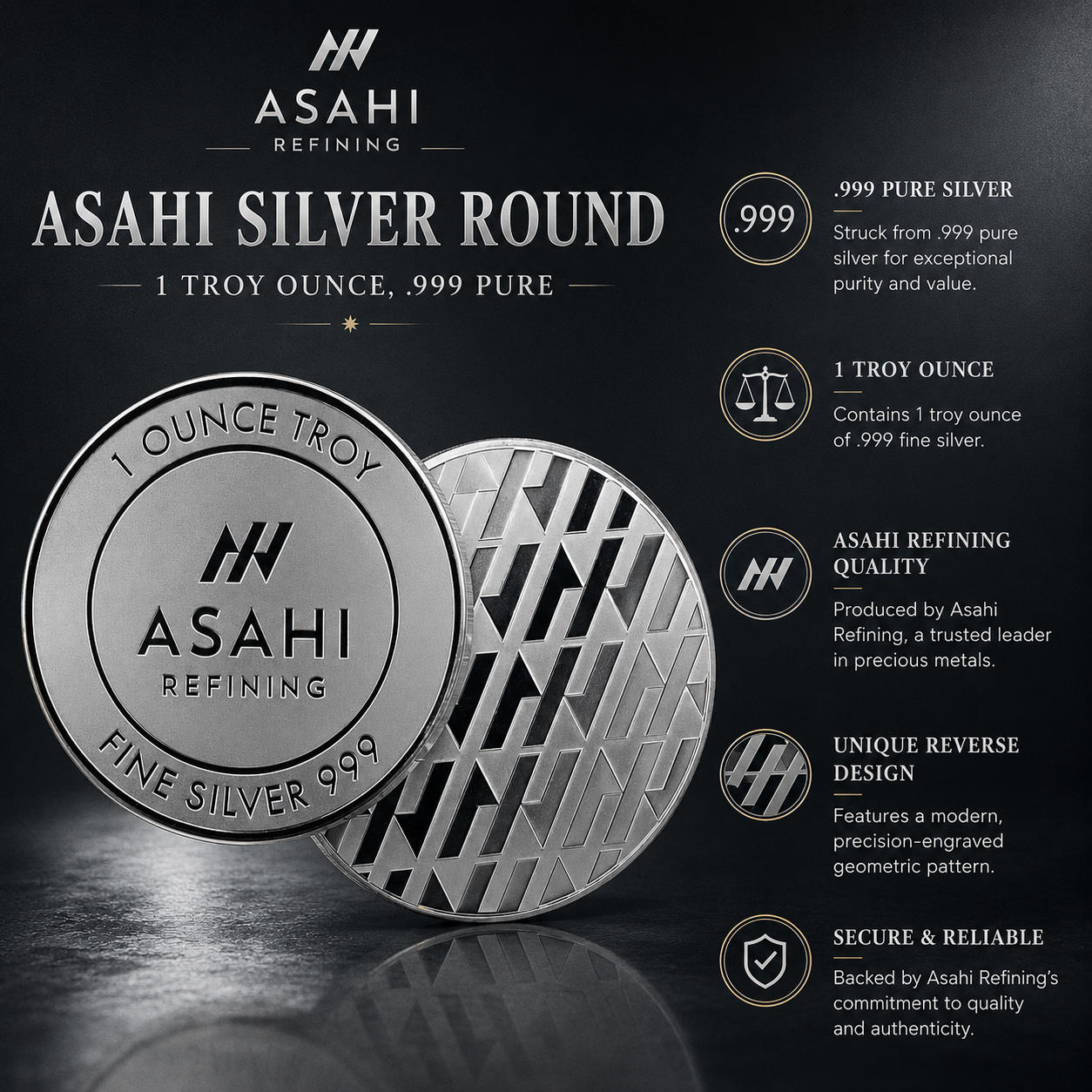 Asahi Silver Round - 1 Troy Ounce, .999 Pure