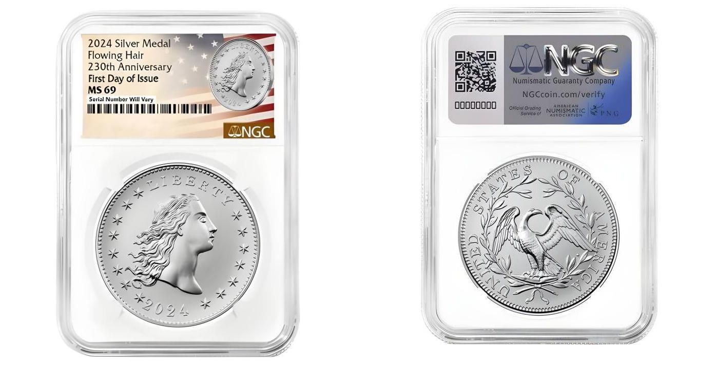 2024 230th Anniversary Flowing Hair Silver Dollar Medal NGC MS69 FDI
