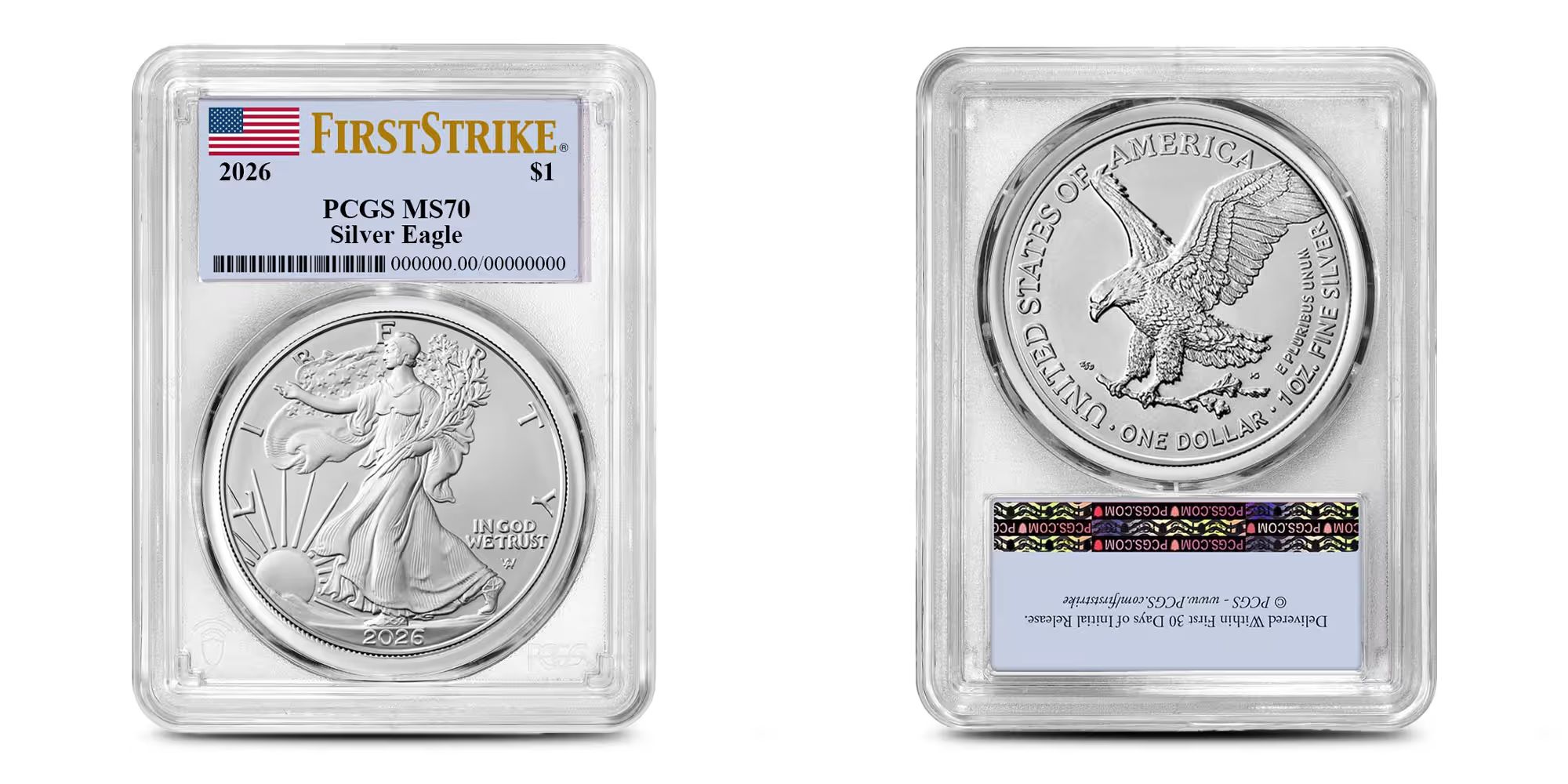 2026 1 oz American Silver Eagle Coin PCGS MS70 FIRST STRIKE