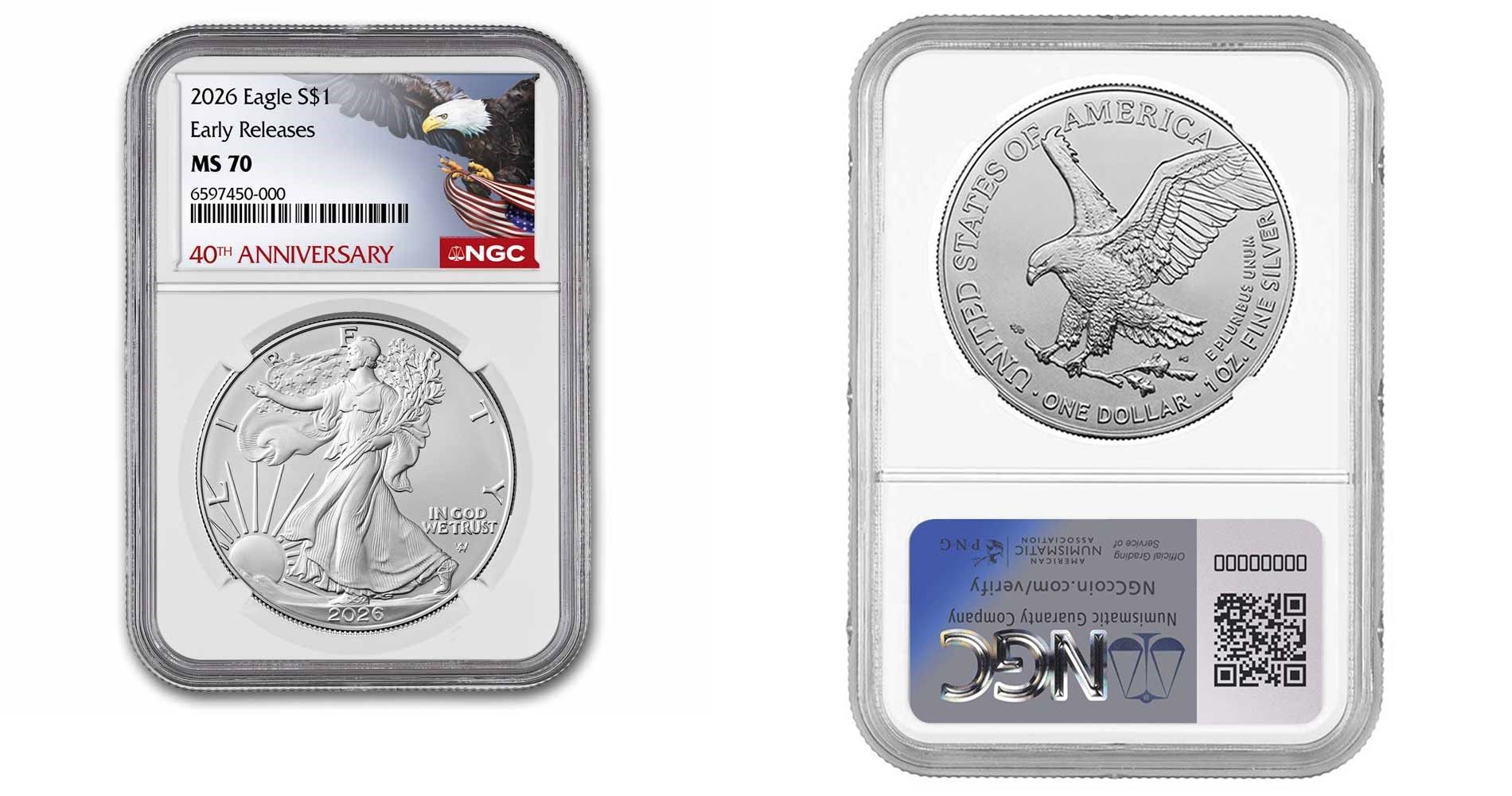 2026 American Silver Eagle MS-70 (ER, 40th Anniversary)