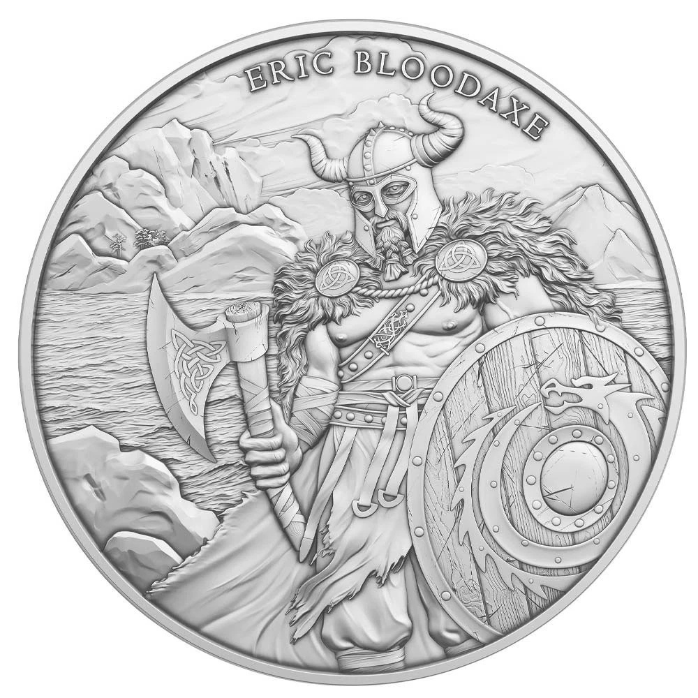 Lot of 10 – 1 Troy oz Eric Bloodaxe Design .999 Fine Silver Rounds